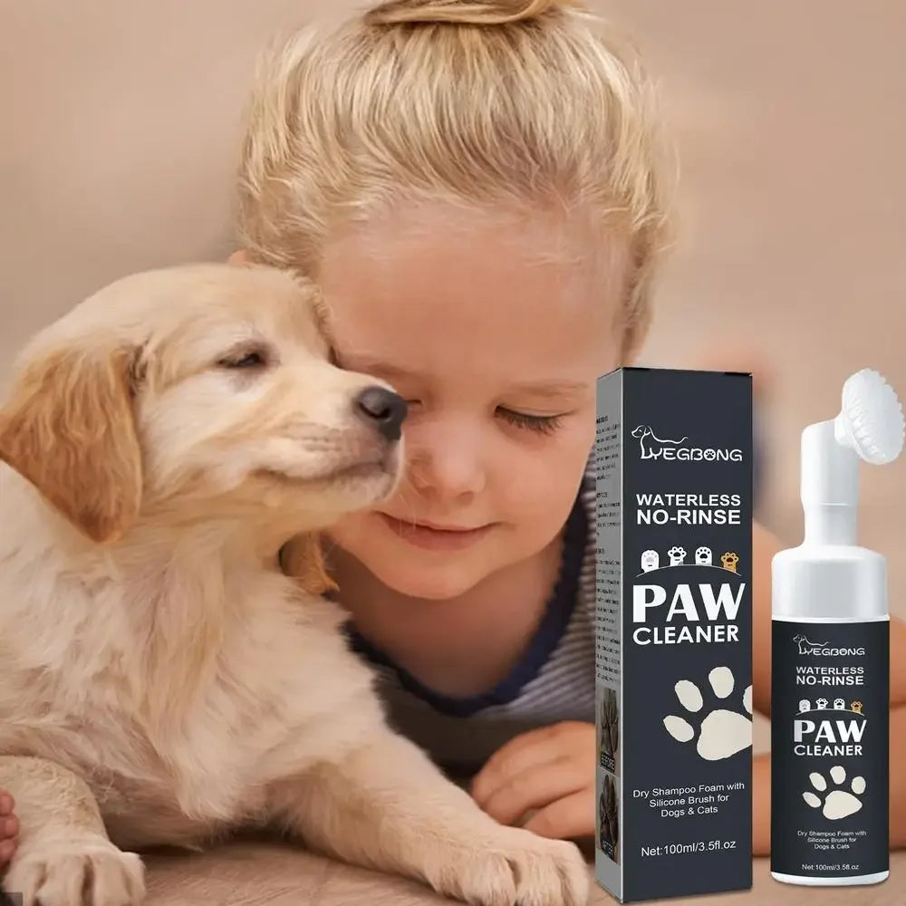 100ml Waterless Paw Cleaner Foam with Brush for Dogs & Cats