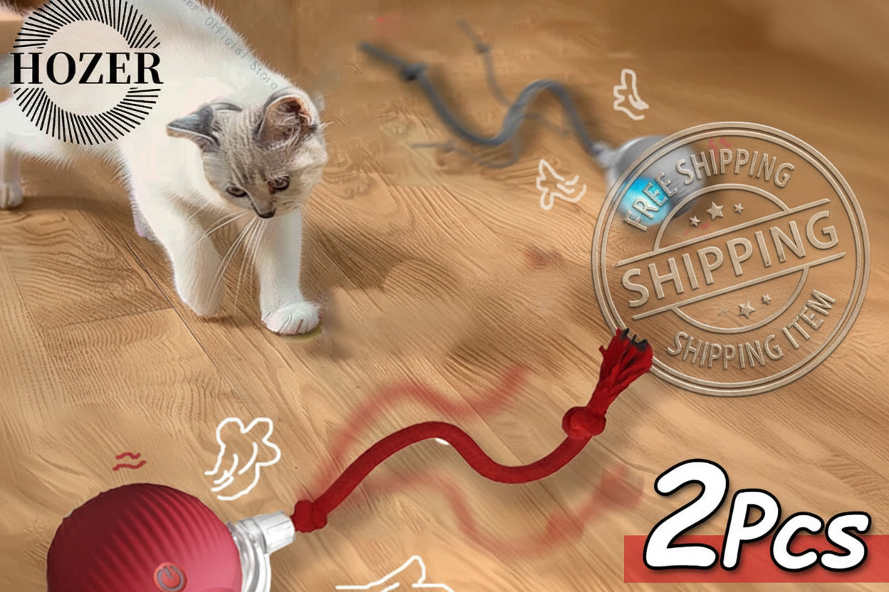 Interactive Cat Ball Toy - Automatic Rolling with Tail, Rechargeable