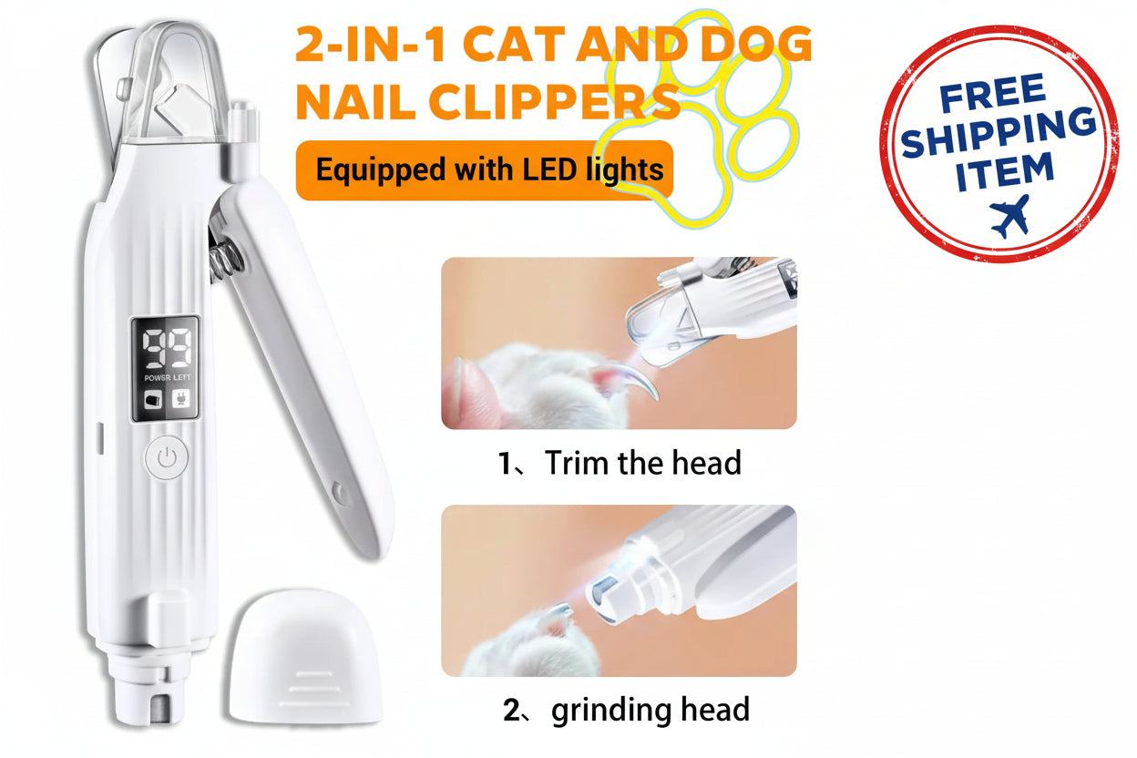 Electric Pet Nail Trimmer & Grinder with LED - For Dogs & Cats