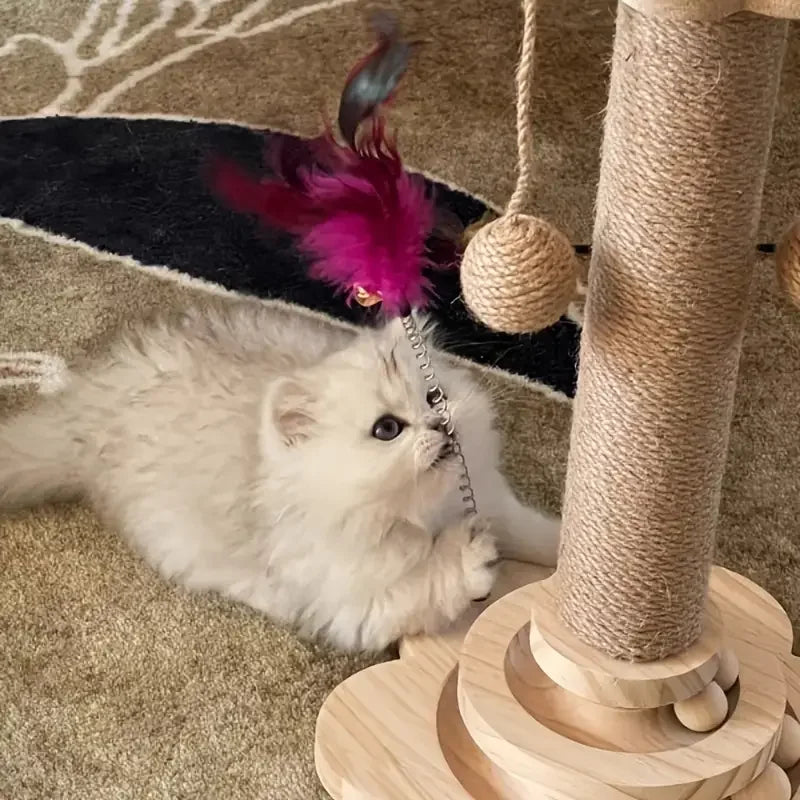 Vertical Rotating Cat Scratch Board - Durable Wooden Fiber Stand