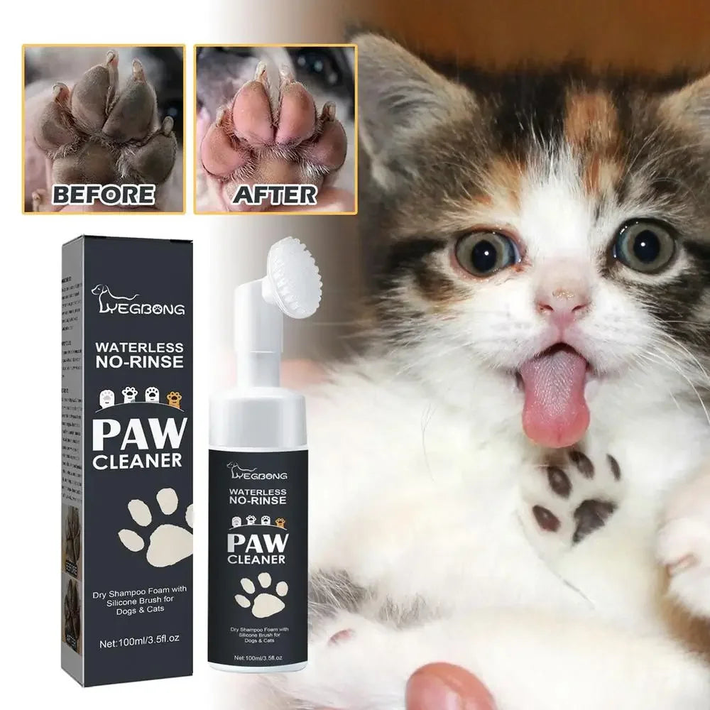 100ml Waterless Paw Cleaner Foam with Brush for Dogs & Cats