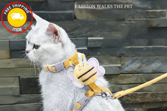 Adjustable Pet Harness & Leash Set - Cartoon Bee Design