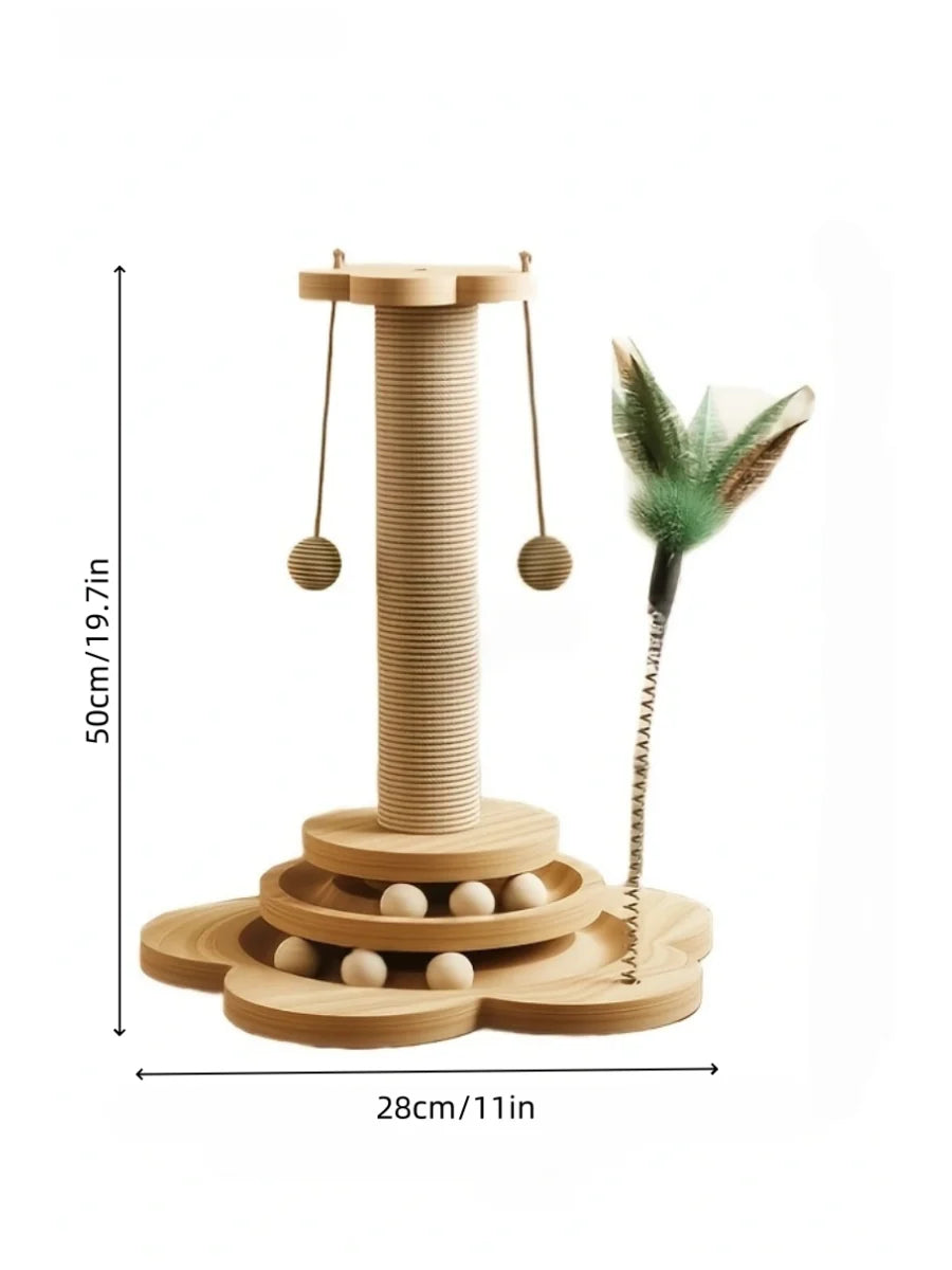 Vertical Rotating Cat Scratch Board - Durable Wooden Fiber Stand