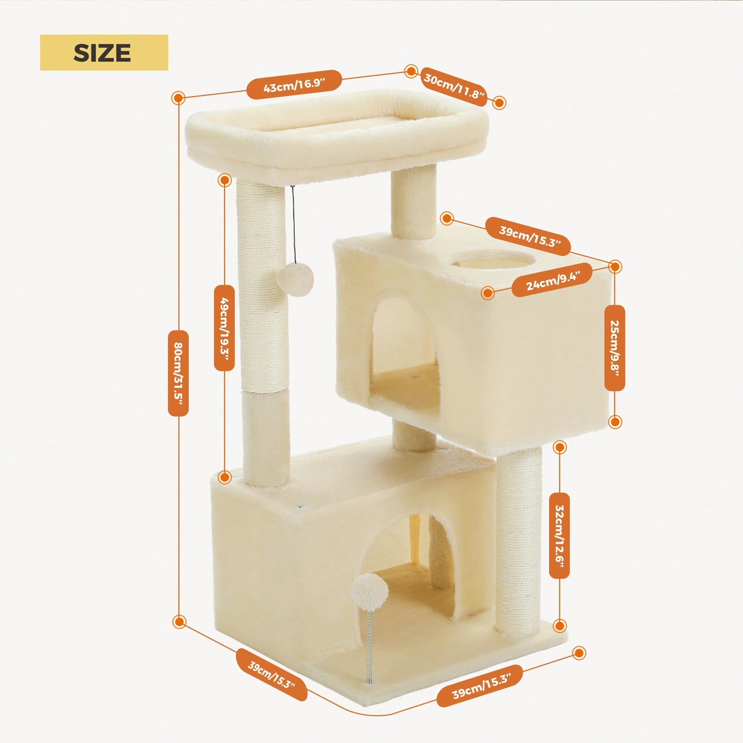 Large Multi-Level Cat Tree with Condos & Sisal Scratching Pads