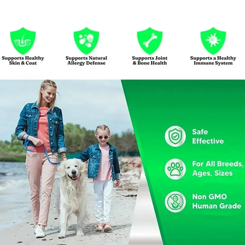 Pure Salmon Oil for Dogs - Natural Omega Fatty Acids Supplement