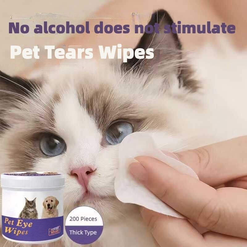 Pet Eye Wipes - Gentle Tear Stain Remover for Dogs & Cats, 200ct