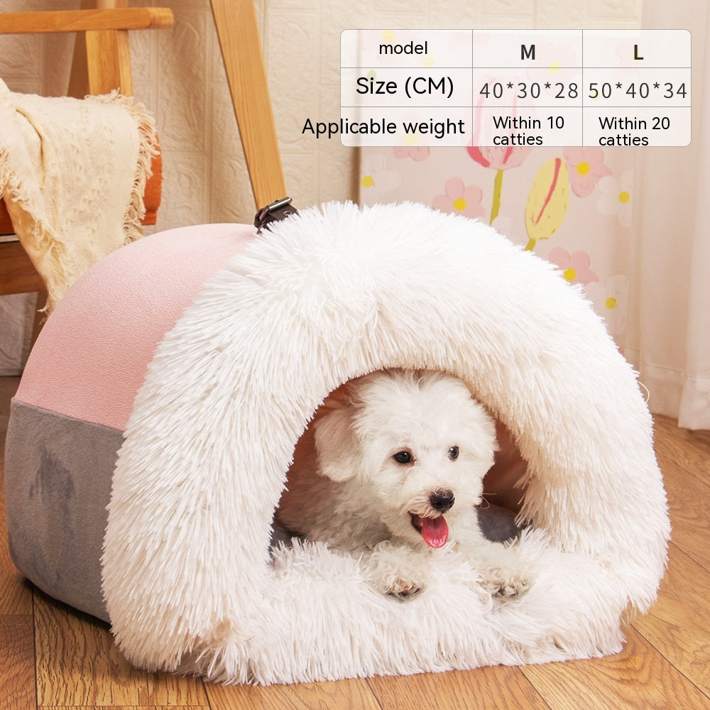 Portable Pet Nest Bed - Warm & Cozy for Cats & Small Dogs