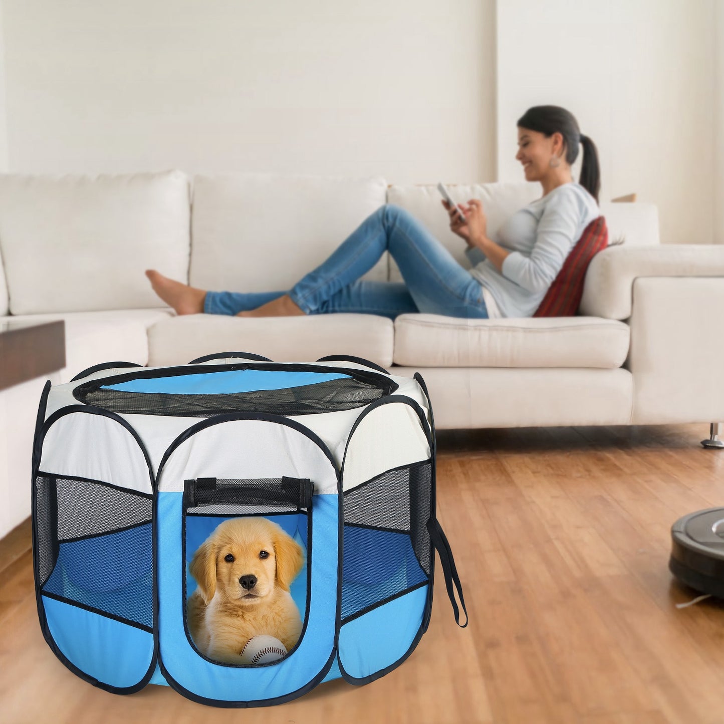 Portable Foldable Pet Playpen - Water Resistant Indoor/Outdoor