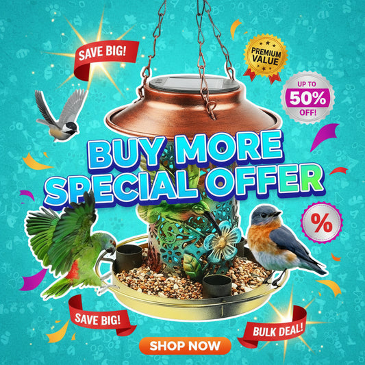 Solar Bird Feeder - Metal Hanging Lantern for Outdoors with S-Hook