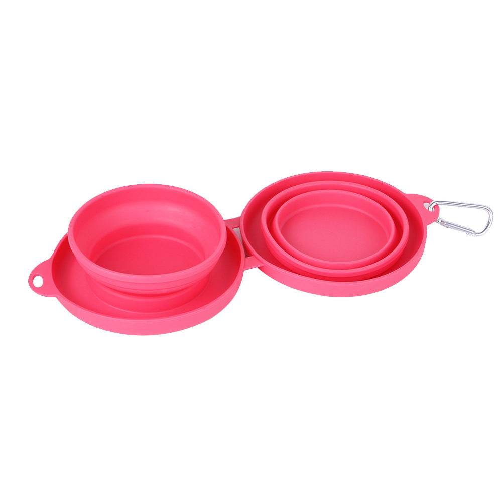 Foldable Silicone Double Pet Bowl - Portable for Dogs & Cats