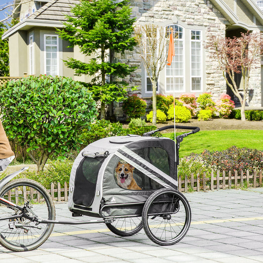 2-in-1 Pet Bike Trailer & Stroller for Small Dogs & Cats