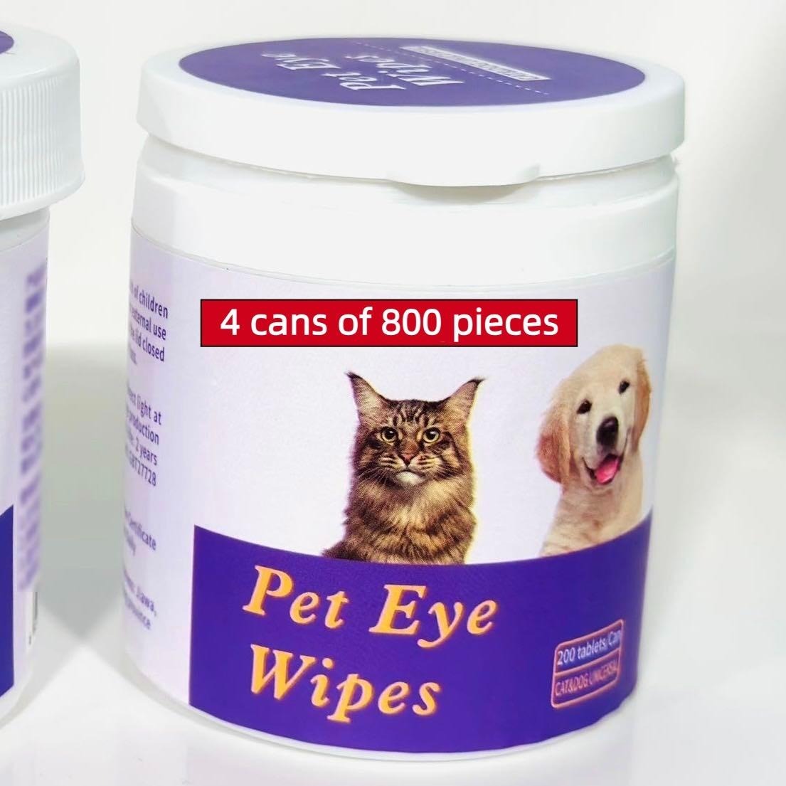 Pet Eye Wipes - Gentle Tear Stain Remover for Dogs & Cats, 200ct