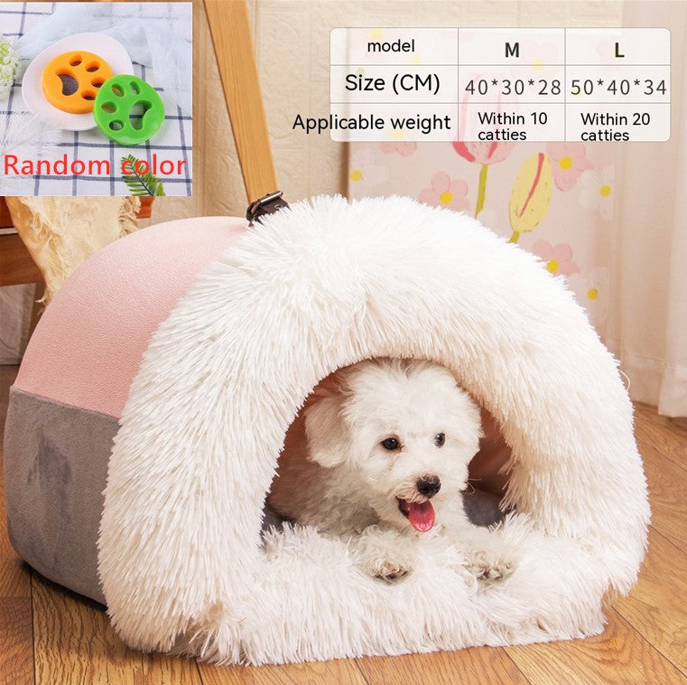 Portable Pet Nest Bed - Warm & Cozy for Cats & Small Dogs