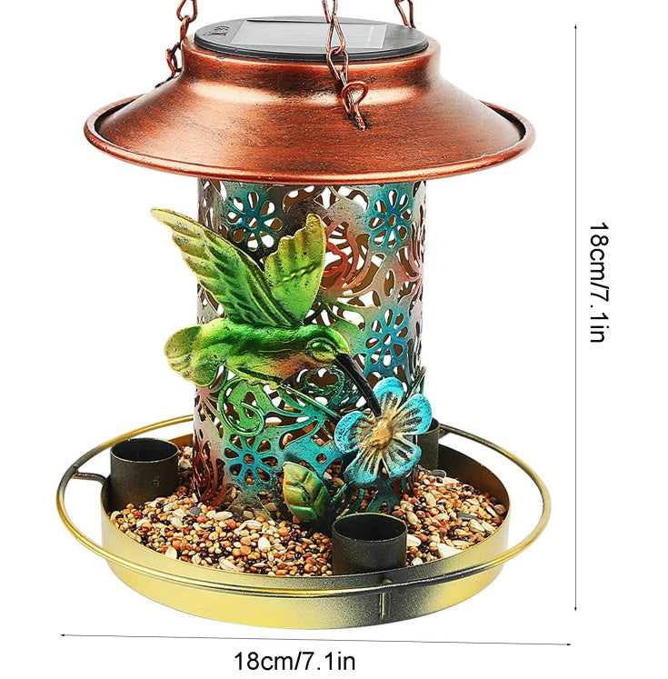 Solar Bird Feeder - Metal Hanging Lantern for Outdoors with S-Hook