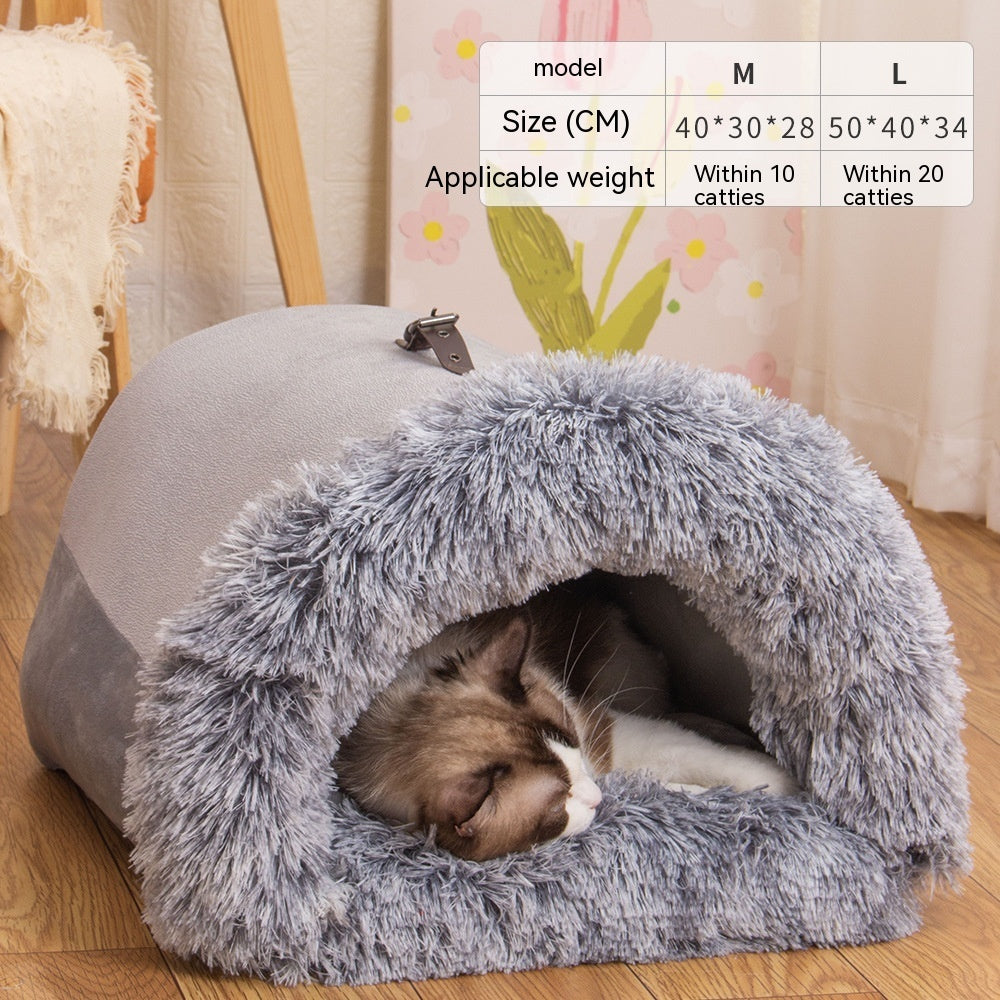 Portable Pet Nest Bed - Warm & Cozy for Cats & Small Dogs