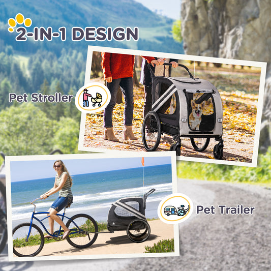 2-in-1 Pet Bike Trailer & Stroller for Small Dogs & Cats